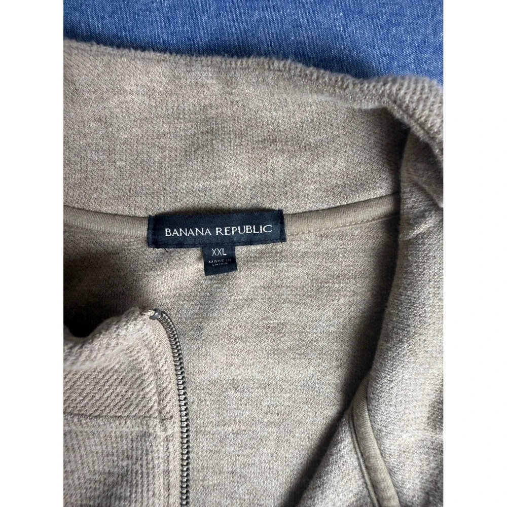 Banana Republic Mens XXL Tan Heather Quarter Zip Pullover Sweater 1799236 F24